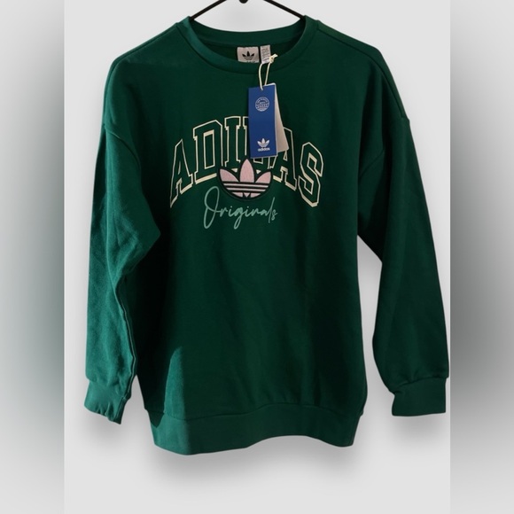 Adidas Originals Big Kids Collegiate Graphic Crewneck Sweatshirt Sz XL Green NWT - Picture 4 of 8